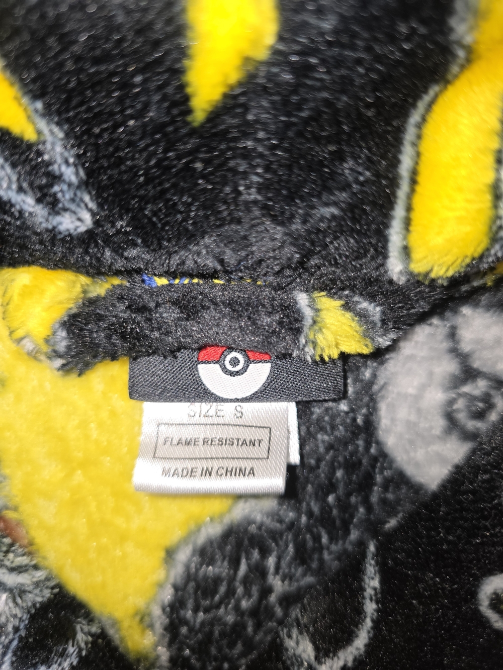 Pokemon Pikachu Plush Robe in Black and Yellow - Picture 2 of 5